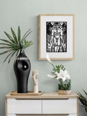 Kunstdruck Beispielbild "Hermes" von Linoldruck-Künstler Michael Goepferd