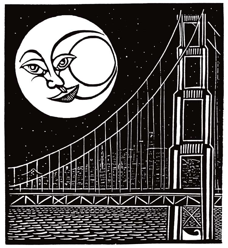 Kunstwerk "The Moon Over San Francisco" von Michael Goepferd