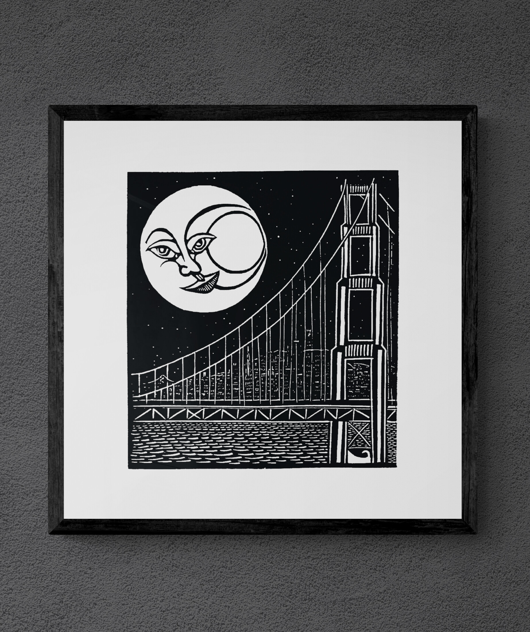 "The Moon over San Francisco" von Michael Goepferd, hochwertiger Kunstdruck