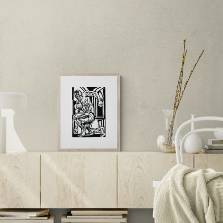 Kunstdruck Beispielbild "The holy Musclepig" von Linoldruck-Künstler Michael Goepferd