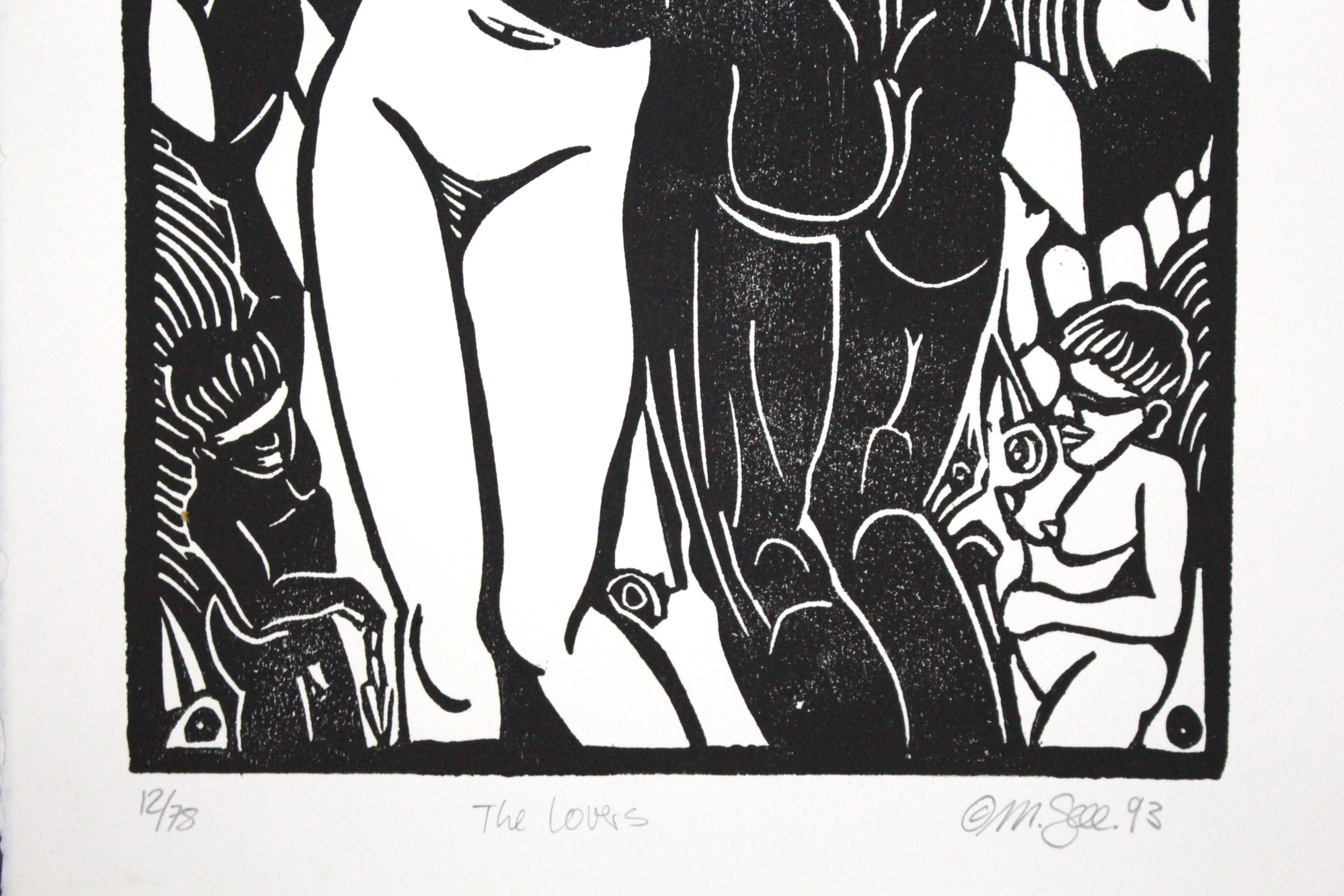 The Lovers Linoprint - Linocut - Linoldruck Michael Goepferd Detailbild 2